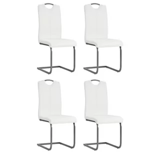 vidaXL Krzesła do jadalni, 4 szt., sztuczna skóra, 43x55x100 cm, białe - Krzesła - miniaturka - grafika 1
