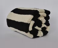 Koce - Pled Koc Inge W Paski 100% Hand-Made Skandynawski Bawełna Dziergany Na Drutach - miniaturka - grafika 1