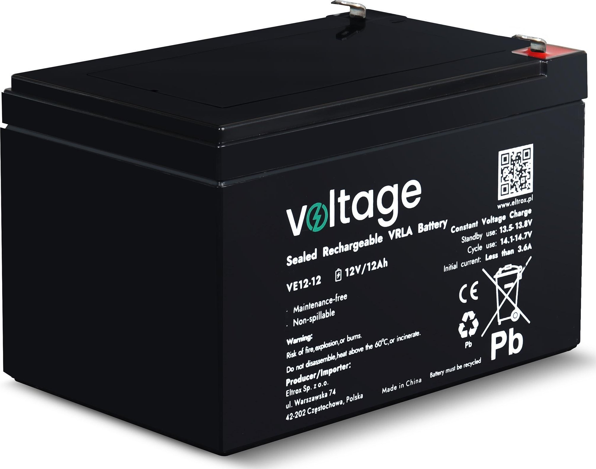 voltage Akumulator AGM Voltage 12V 12Ah VE12-12