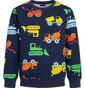 Bluzy dla chłopców - Bluza dla chłopca, z pojazdami, granatowa 3-8 lat - miniaturka - grafika 1