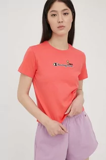 Koszulki i topy damskie - Champion t-shirt bawełniany X SMILEY kolor różowy - grafika 1
