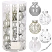 Bombki - Bombki choinkowe 30 szt. 6cm srebrne i złote przezroczyste, ozdoby świąteczne - miniaturka - grafika 1