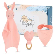 Pieluchy - Prezent na narodziny - prezenty dla niemowlaka ZESTAW kołderka, śliniaczek, gryzak niemowlęcy prezent dla dziewczynki i chłopca - miniaturka - grafika 1