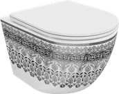 Miski WC - Mexen Lena miska wc Rimless z deską wolnoopadającą slim, duroplast, biała/czarna wzór - 30224095 - miniaturka - grafika 1