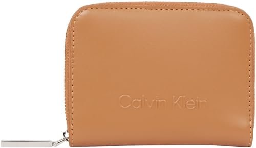 Calvin Klein Damski portfel MD z tłoczonym logo na zamek K60K612437 wokół, brązowy (lew), jeden rozmiar, Brązowy (lew), Rozmiar Uniwersalny