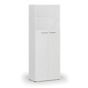 Szafa biurowa kombinowana PRIMO WHITE, 4-poziomowe drzwi, 2128 x 800 x 420 mm, biały - Szafy biurowe - miniaturka - grafika 1