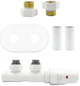 Zawory i kraniki - Zawór termostatyczny 50mm TWINS biały mat prawy GZ1/2 All in One - miniaturka - grafika 1