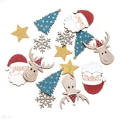 Bombki - DREWNIANE MOTYWY ŚWIĄTECZNE 15 SZT. MULTIKOLOR - miniaturka - grafika 1