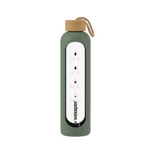 Wessper B1 Borosilicate 500 ml Szklana butelka na wodę z miarką motywacyjną z oliwkowym etui - Butelki filtrujące - miniaturka - grafika 2
