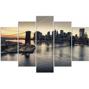 Obrazy i zdjęcia na płótnie - Obraz pięcioczęściowy na płótnie, Brooklyn Bridge w Nowym Jorku (Rozmiar 150x100) - miniaturka - grafika 1