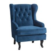 Fotele - Beliani Fotel welur ciemny niebieski ALTA - miniaturka - grafika 1