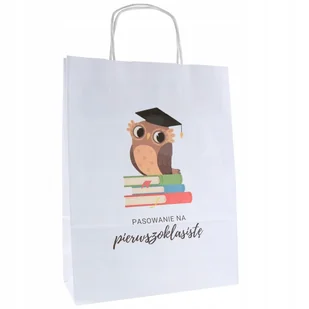 Torba papierowa 24x10x32 z nadrukiem PASOWANIE NA PIERWSZOKLASISTĘ - Akcesoria do pakowania - miniaturka - grafika 1