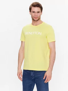 Koszulki męskie - United Colors Of Benetton T-Shirt 3I1XU100A Żółty Regular Fit - grafika 1
