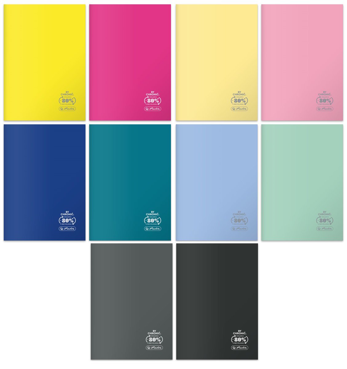 HERLITZ Zeszyty z okładką PP w kratkę A5 HERLITZ ECO Ocean Pastel Colors 10 KOLORÓW