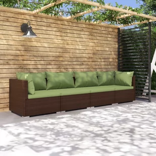 Lumarko 4-cz. zestaw wypoczynkowy do ogrodu, poduszki, rattan PE, brąz - Meble ogrodowe - miniaturka - grafika 1