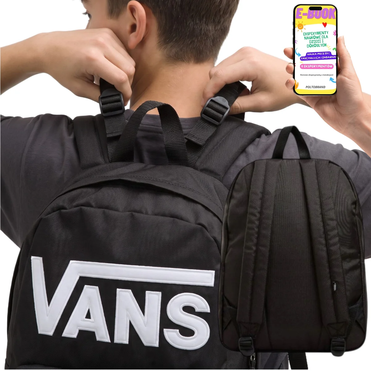 Plecak Vans Old Skool Classic Czarny na Laptopa 22L Prezent Nastolatek + E-BOOK