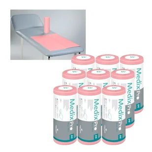 Podkład higieniczny na rolce 50cm x 80cm różowy podfoliowany 54g MedixPro 225szt - Kosmetyczne akcesoria jednorazowe - miniaturka - grafika 1