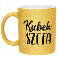 Kubki - Złoty kubek brokatowy Kubek Szefa Dla Szefa Prezent Praca - miniaturka - grafika 1