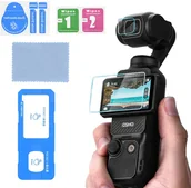Akcesoria do kamer sportowych - SZKŁO HARTOWANE 9H FOLIA DO DJI OSMO POCKET 3 - OCHRONA OSŁONA EKRANU I OBIEKTYWU + RAMKA MONTAŻOWA APLIKATOR - miniaturka - grafika 1