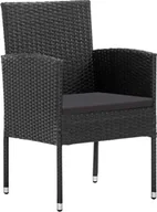 Fotele i krzesła ogrodowe - vidaXL Krzesła ogrodowe z poduszkami w kolorze czarnym 4 szt. czarny polirattan - miniaturka - grafika 1