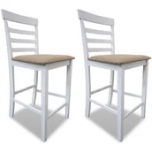 Taborety i hokery - vidaXL vidaXL Wysokie krzesła białe/beż (x2) - miniaturka - grafika 1