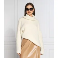 Swetry damskie - BOSS Wełniany golf Filita | Oversize fit - miniaturka - grafika 1