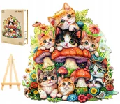 Puzzle - PUZZLE DREWNIANE DUŻE 270 ELEMENTÓW KOCIA RODZINKA W DREWNIANYM PUDEŁKU - miniaturka - grafika 1