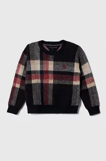 Swetry dla chłopców - Tommy Hilfiger sweter z domieszką wełny dziecięcy kolor zielony ciepły - grafika 1