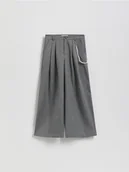 Spodnie i spodenki dla dziewczynek - Reserved - Spodnie wide leg w paski - ciemnoszary - miniaturka - grafika 1