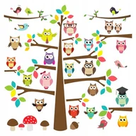 Naklejki na ścianę - Naklejki na ścianę dla dzieci zestaw Sowy, Sówki 2, 60x60 cm - miniaturka - grafika 1