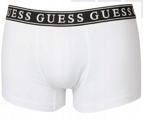GUESS BIAŁE BOKSERKI MĘSKIE Z BAWEŁNY Z LOGO NA PASIE XL GNA