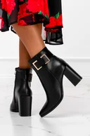 Botki damskie - Czarne botki na słupku damskie z ozdobą Casu G22WX15-B - miniaturka - grafika 1