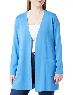 Samoon Damska kurtka z dzianiny w stylu longstyle długi rękaw kurtka dzianinowa jednokolorowa, Blue Bonnet, 52 duże rozmiary - Kurtki damskie - miniaturka - grafika 1