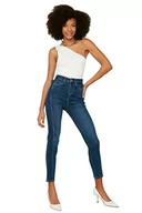 Spodnie damskie - Trendyol Navy Blue Stan Skinny Jeansy Damskie, Granatowy, 40 - miniaturka - grafika 1