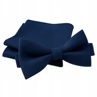 Krawaty i muchy męskie - Zestaw mucha + poszetka - granatowa - miniaturka - grafika 1