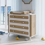 Komody dla dzieci - Komoda Rattanowa 4 Szuflady - Neige Coquillage - miniaturka - grafika 1
