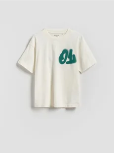 Reserved - Bawełniany t-shirt oversize - złamana biel - Koszulki dla chłopców - miniaturka - grafika 1