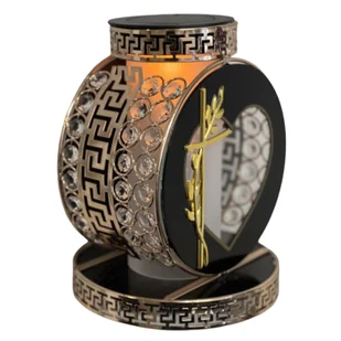 Znicz solarny koło 20 x 25 cm złoty - Lampiony i znicze - miniaturka - grafika 1