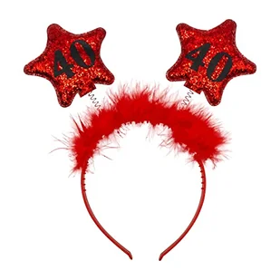 Decoraparty Koło z numerem 40 lat kobieta na urodziny rocznica impreza impreza opaska opaska z antenami czterdzieści Unisex - Czerwony - Zabawy w naśladowanie dorosłych - miniaturka - grafika 1