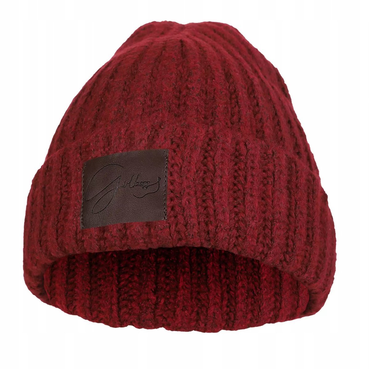 Czapka Damska Z Napisem Zimowa Jesienna Ciepła Klasyczna Naszywka Moraj Wine Red