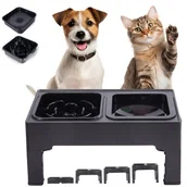 Miski dla psów - Zestaw misek dla pupila, z regulacją wysokości, nierozlewające, czarna - miniaturka - grafika 1