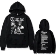 Swetry męskie - Raper Tupac 2pac Hip Hop Bluza z kapturem Moda męska Mężczyźni Kobiety Oversize Sweter Męski czarny streetwear Mężczyzna Bluza vintage XXXL black A... - miniaturka - grafika 1