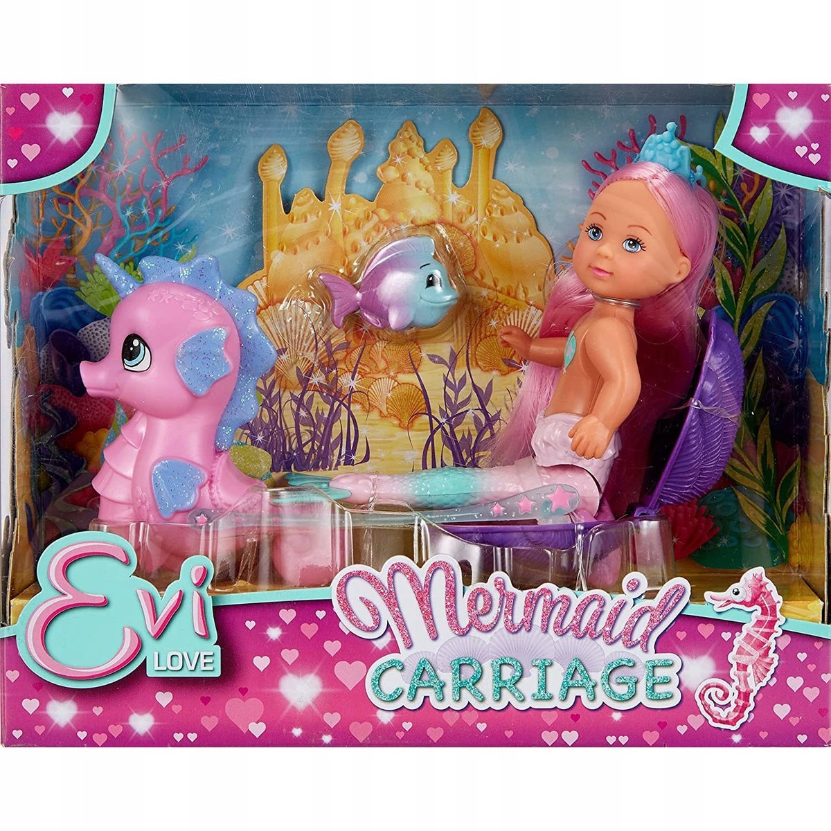SIMBA ZESTAW EVI LOVE – LALKA SYRENKA Z POWOZEM 12 CM, MAGICZNA ZABAWA!