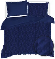 Pościel - Pościel Muślinowa Z Falbanką 160X200 - Granatowa 3021 - miniaturka - grafika 1