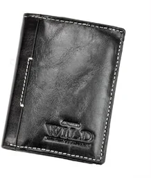 Portfel Męski Skórzany WILD Skóra Licowa Mały Pionowy Bez Zapięcia RFID N915 10,5 x 9 x 2 [cm] - Portfele - miniaturka - grafika 1