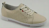Półbuty damskie - Beżowe ażurowe trampki półbuty wiązane S. Barski LR51-587 skórzane r.36 - S.Barski - miniaturka - grafika 1
