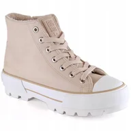 Moda i Uroda OUTLET - TRAMPKI BIG STAR DAMSKIE MM274038 BEŻOWE OCIEPLANE R39 - miniaturka - grafika 1