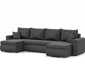 Narożnik Luis, narożnik w kształcie U, sofa, kanapa, z funkcją spania, pojemnik na pościel, dekoracyjne pikowanie, meble tapicerowane, Neve 97, szary