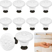 Zawiasy, okucia i inne akcesoria - Zestaw 12 uchwytów do drzwi szafek, ceramicznych uchwytów do drzwi, białych ceramicznych uchwytów do szuflad, ze śrubami 2,5 cm, pasujących - miniaturka - grafika 1