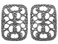Kolczyki - Srebrne kolczyki 925 ażurowe prostokąty z kwiatami na sztyft oksydowany wzór na prezent - miniaturka - grafika 1